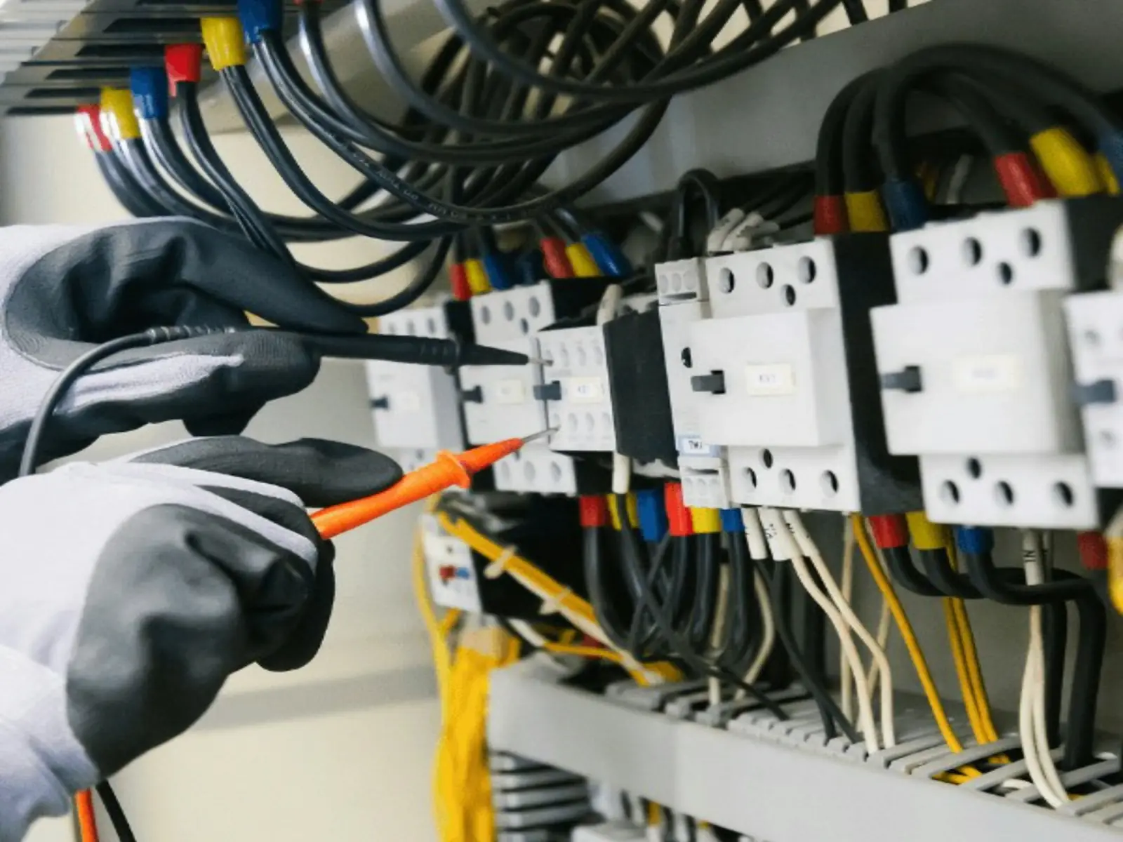 Electrician testing a consumer unit during an EICR